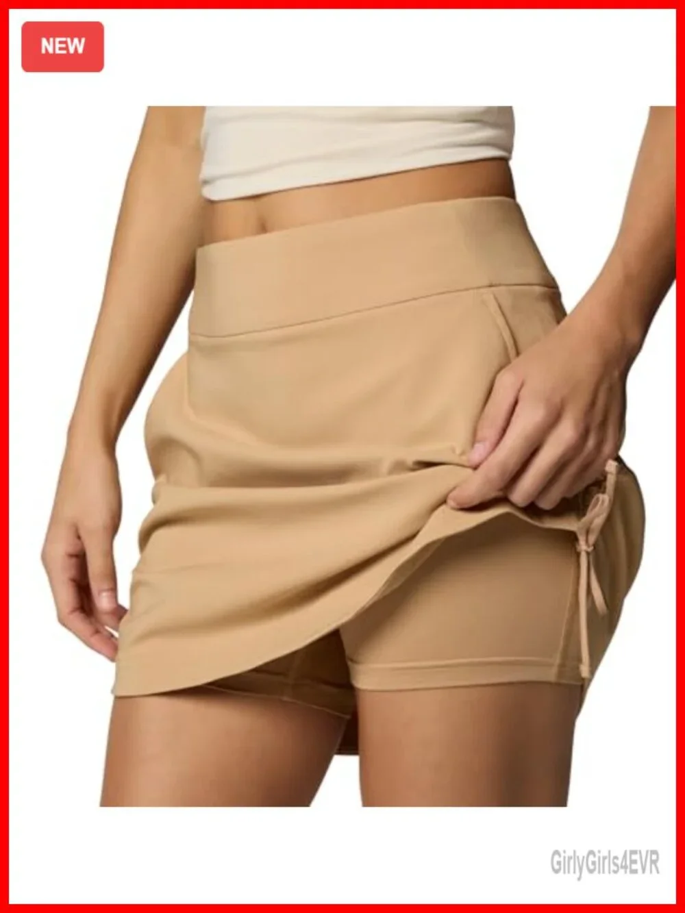 Columbia All Seasons Ruched Skort with Built-in Shorts, Stretch Polyester Blend